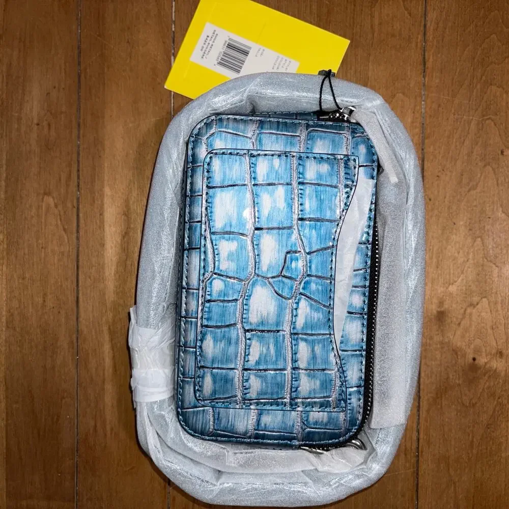Marc Jacobs The Croc-Embossed Snapshot Camera Bag Light Blue Silver Hardware